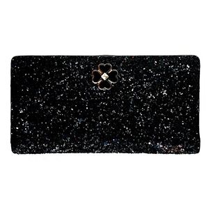 AUTHENTIC Kate Spade Odette Rock Glitter Black Large Slim Bifold Wallet (GUC)